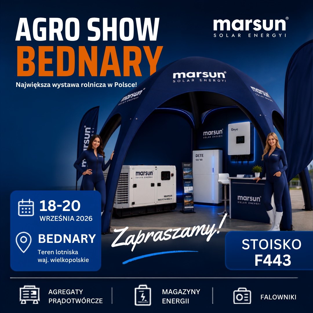 Stoisko Marsun na targach AGRO SHOW w Bednarach — sektor F, stoisko 443